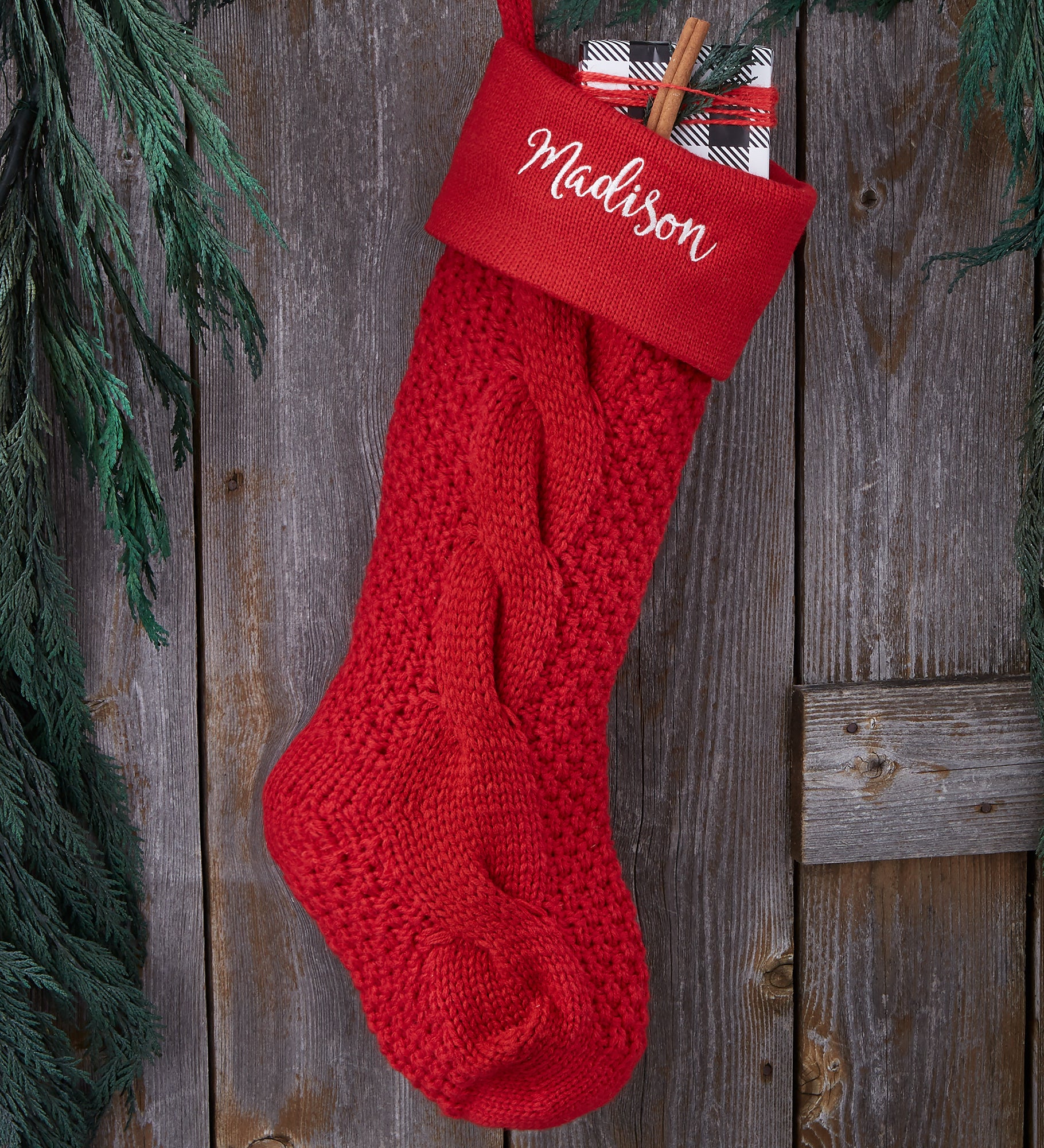Cozy Cable Knit Personalized Christmas Stockings